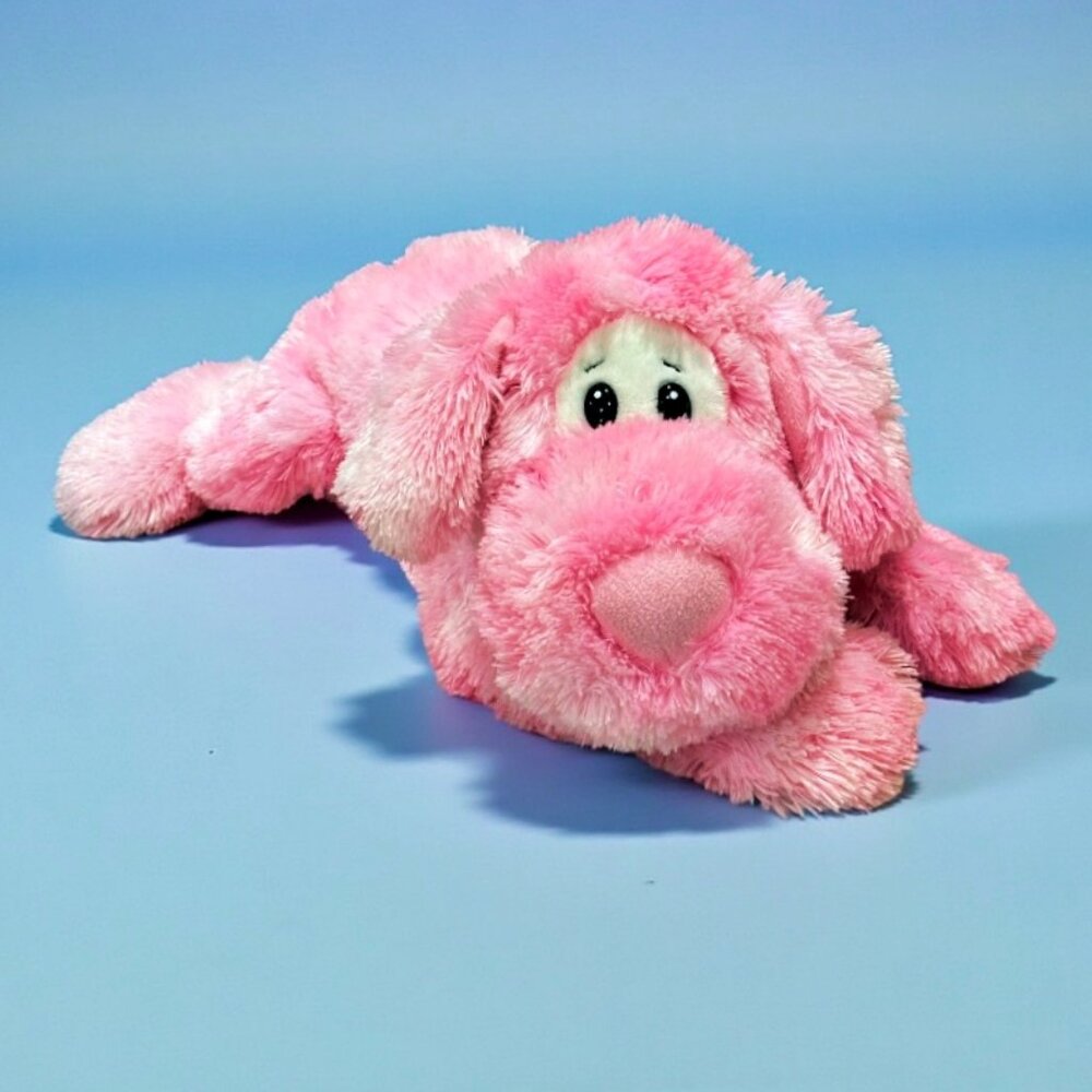 Vintage THE PETTING ZOO Pink Lying Down Floppy Dog Plush 21 Inch 1990s 1994 HTF